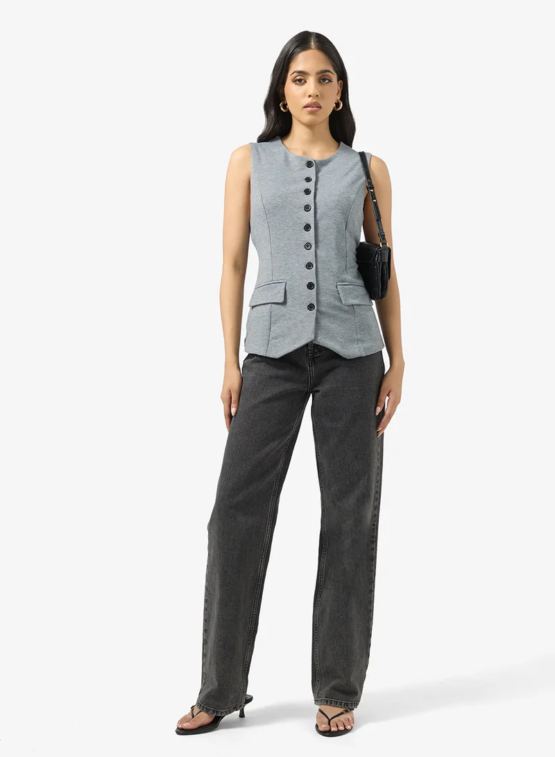 Ginger Longline Button Up Waistcoat