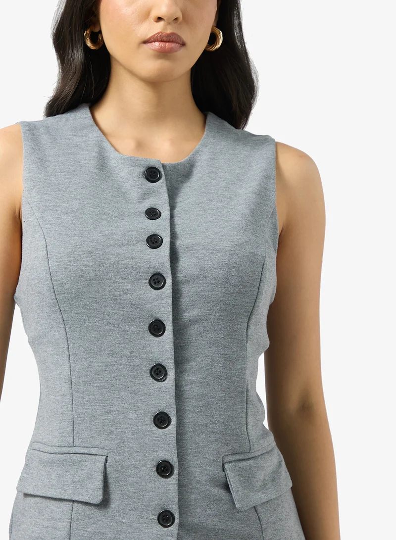 Ginger Longline Button Up Waistcoat