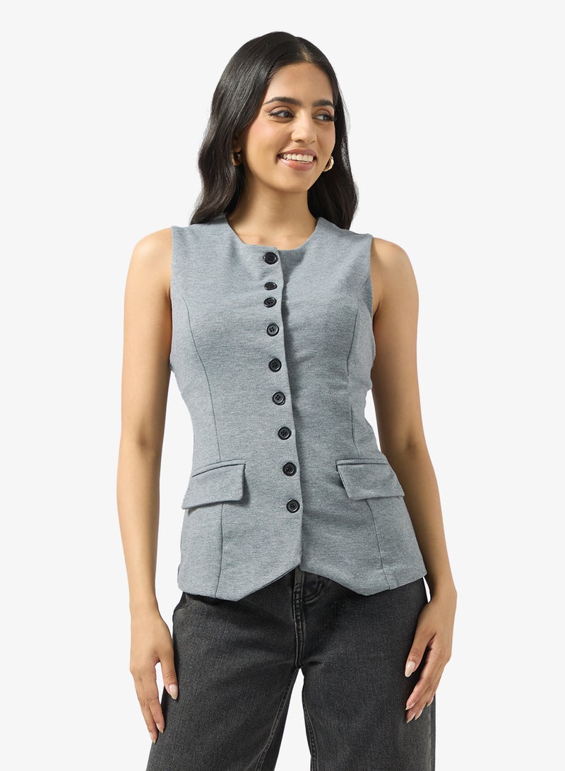 Ginger Longline Button Up Waistcoat - Image 1