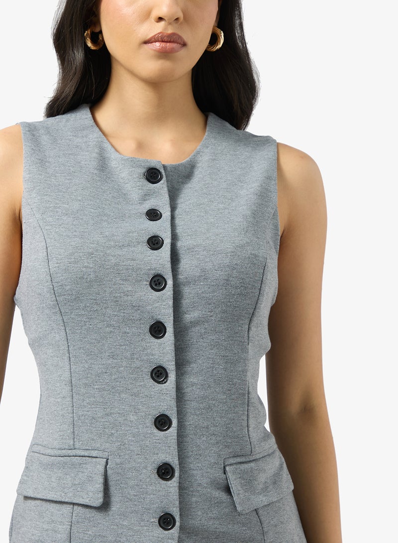 Ginger Longline Button Up Waistcoat - Image 3