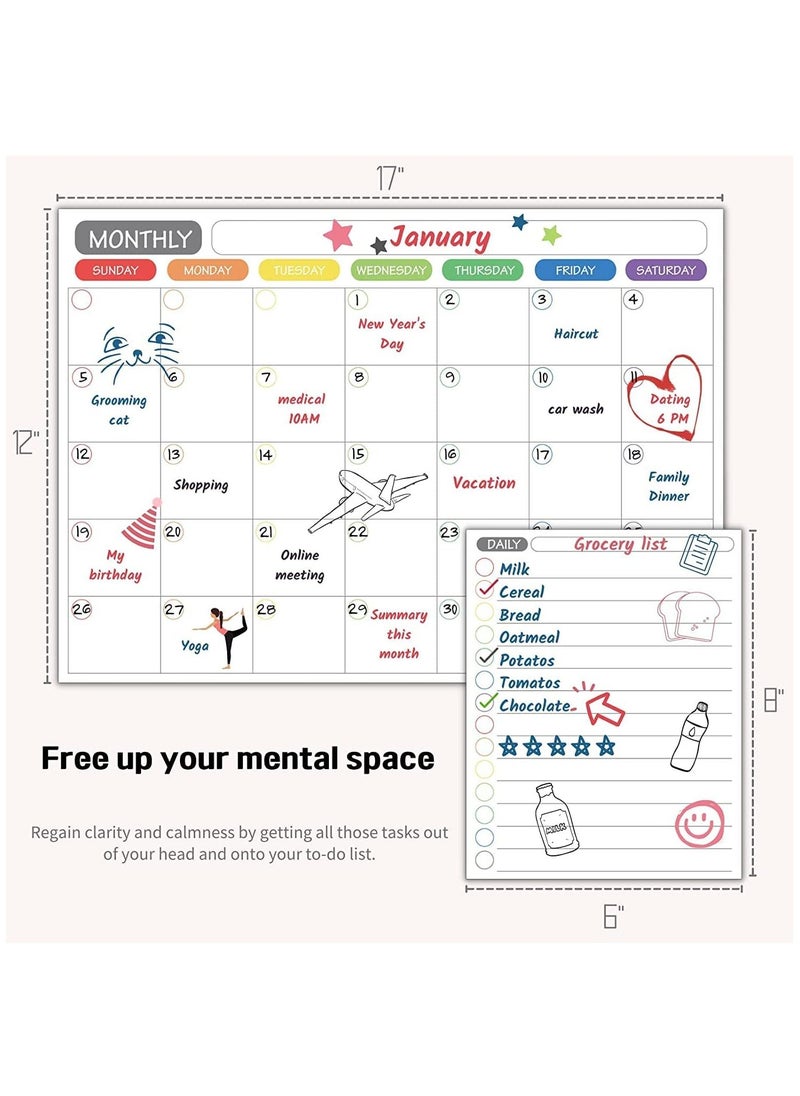Arabest Magnetic Dry Erase Board for Monthly Weekly Daily Schedule, Family Refrigerator White Board with Markers and Eraser, 42X29.7cm  - Image 4
