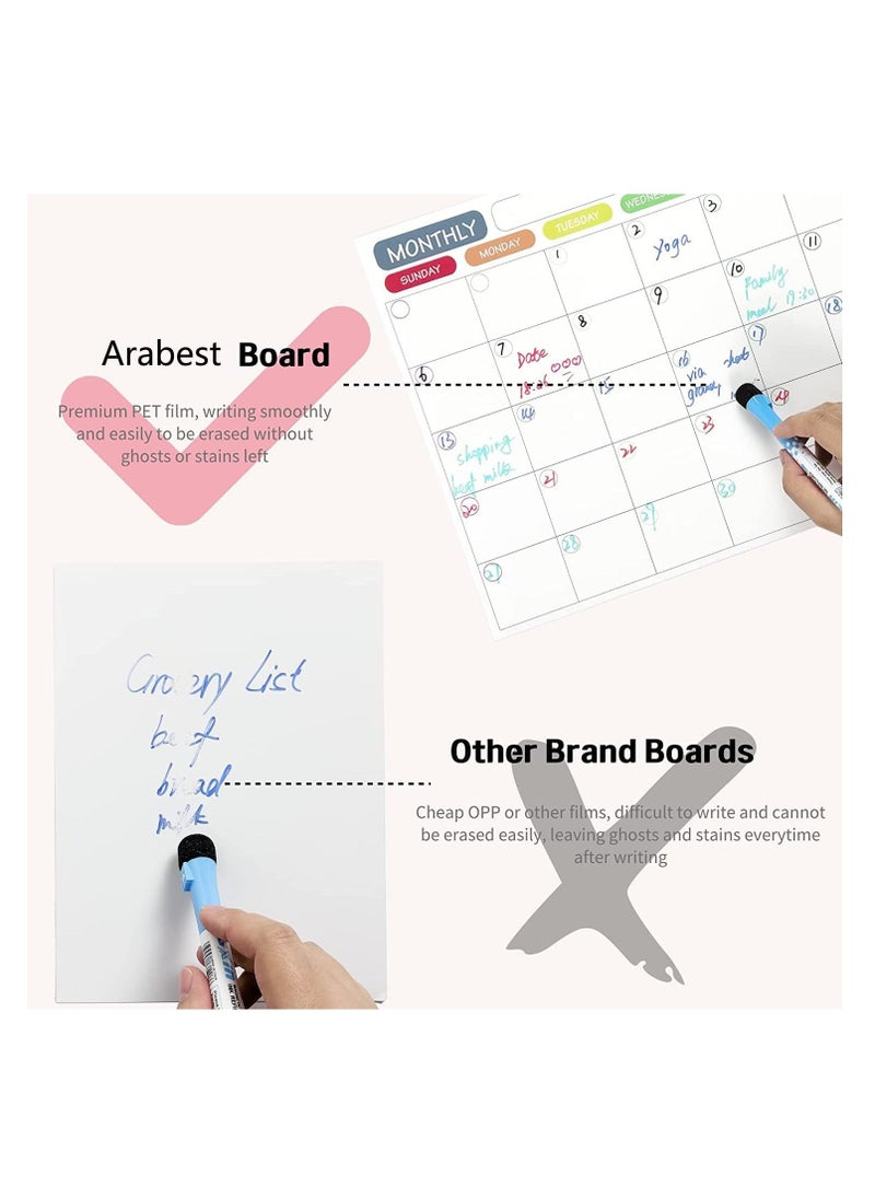 Arabest - Magnetic Dry Erase Board for Monthly Weekly Daily Schedule, Family Refrigerator White Board with Markers and Eraser, 42X29.7cm - Image 1