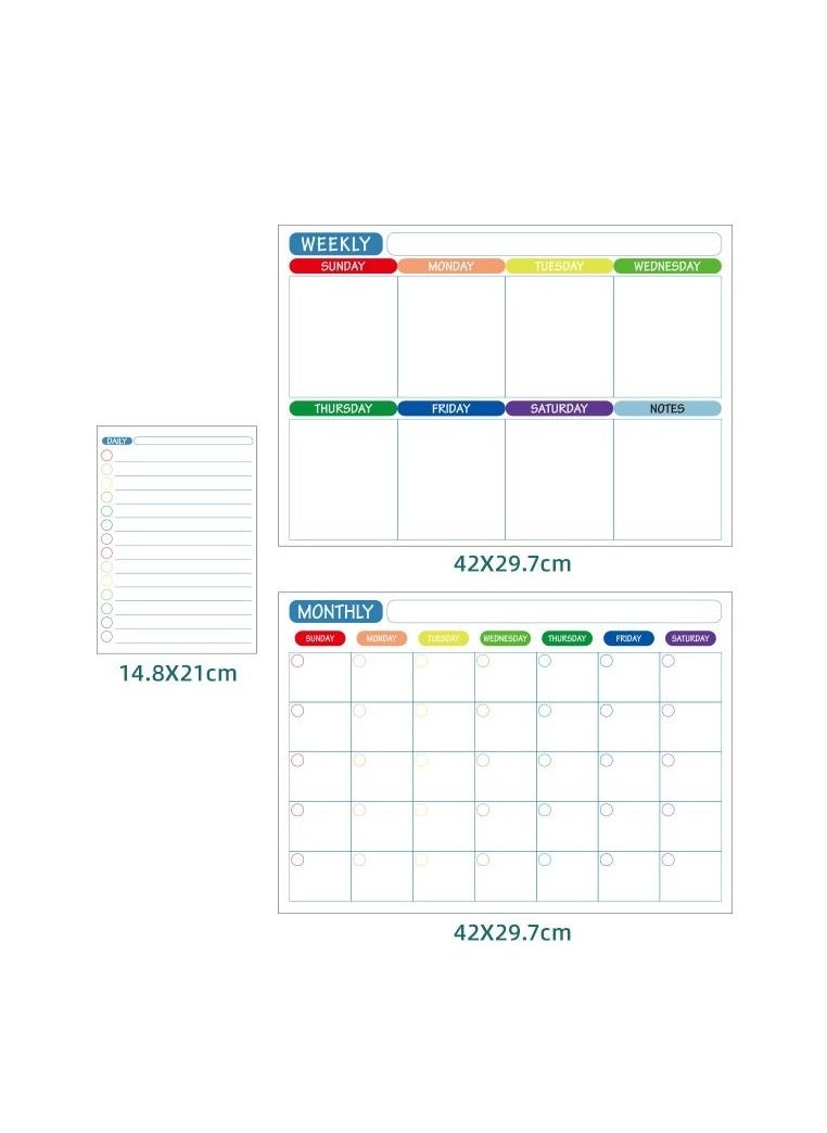 Arabest - Magnetic Dry Erase Board for Monthly Weekly Daily Schedule, Family Refrigerator White Board with Markers and Eraser, 42X29.7cm - Image 1