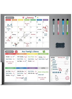 Arabest Magnetic Dry Erase Board for Monthly Weekly Daily Schedule, Family Refrigerator White Board with Markers and Eraser, 42X29.7cm  - Image 2