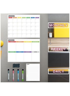 Arabest Magnetic Dry Erase Board for Monthly Weekly Daily Schedule, Family Refrigerator White Board with Markers and Eraser, 42X29.7cm  - Image 5