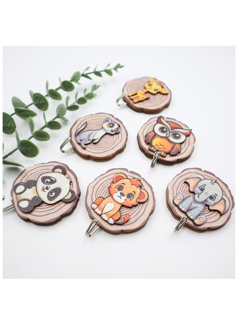 SYOSI Wooden Animal Wall Hooks, 6-Pack Kids Self Adhesive Coat Hooks , Children Animal-Shaped Coat Hooks, Cartoon Hanging Wall Mounted Hooks for Coats, Towels, Hats,Backpack, Robe, Purse Decorative  - Image 3