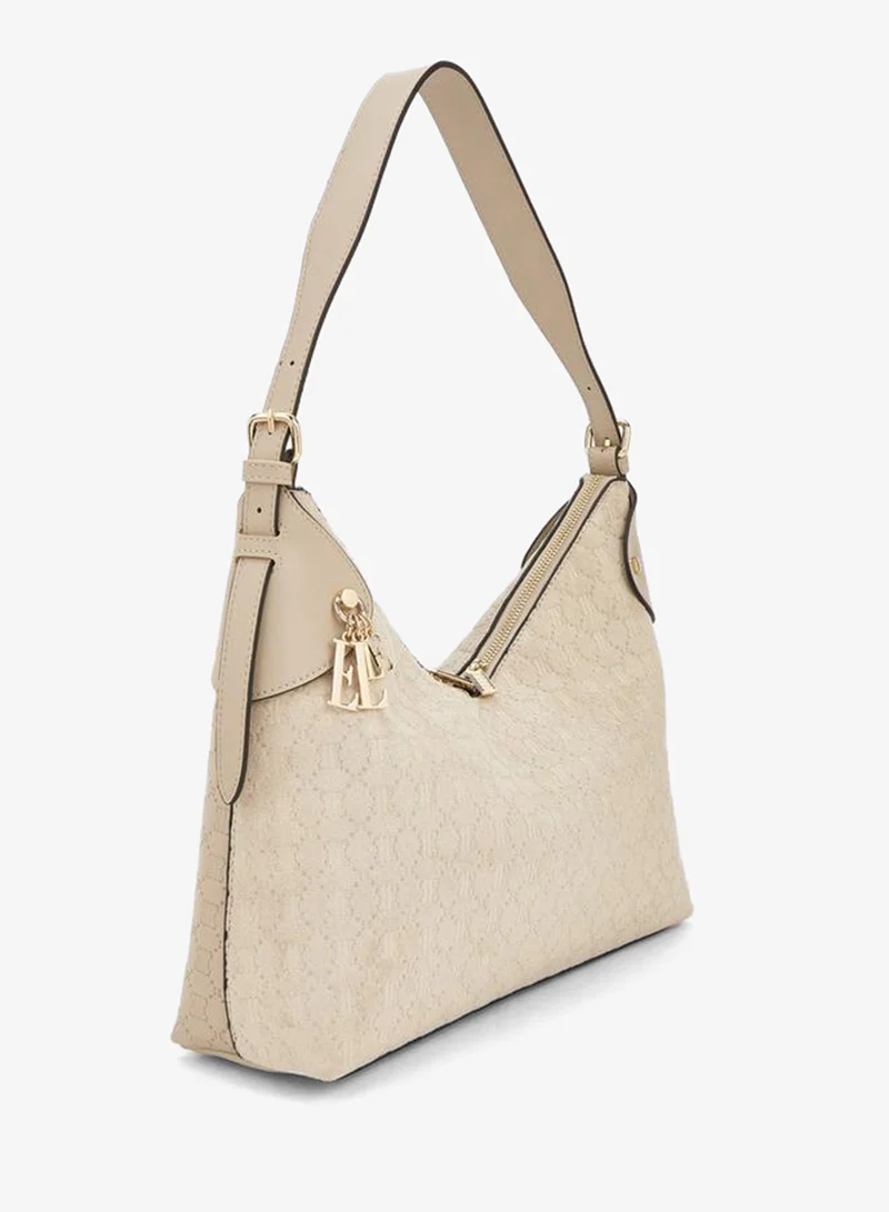 ايل Suede Shoulder Bag With Zip Closure