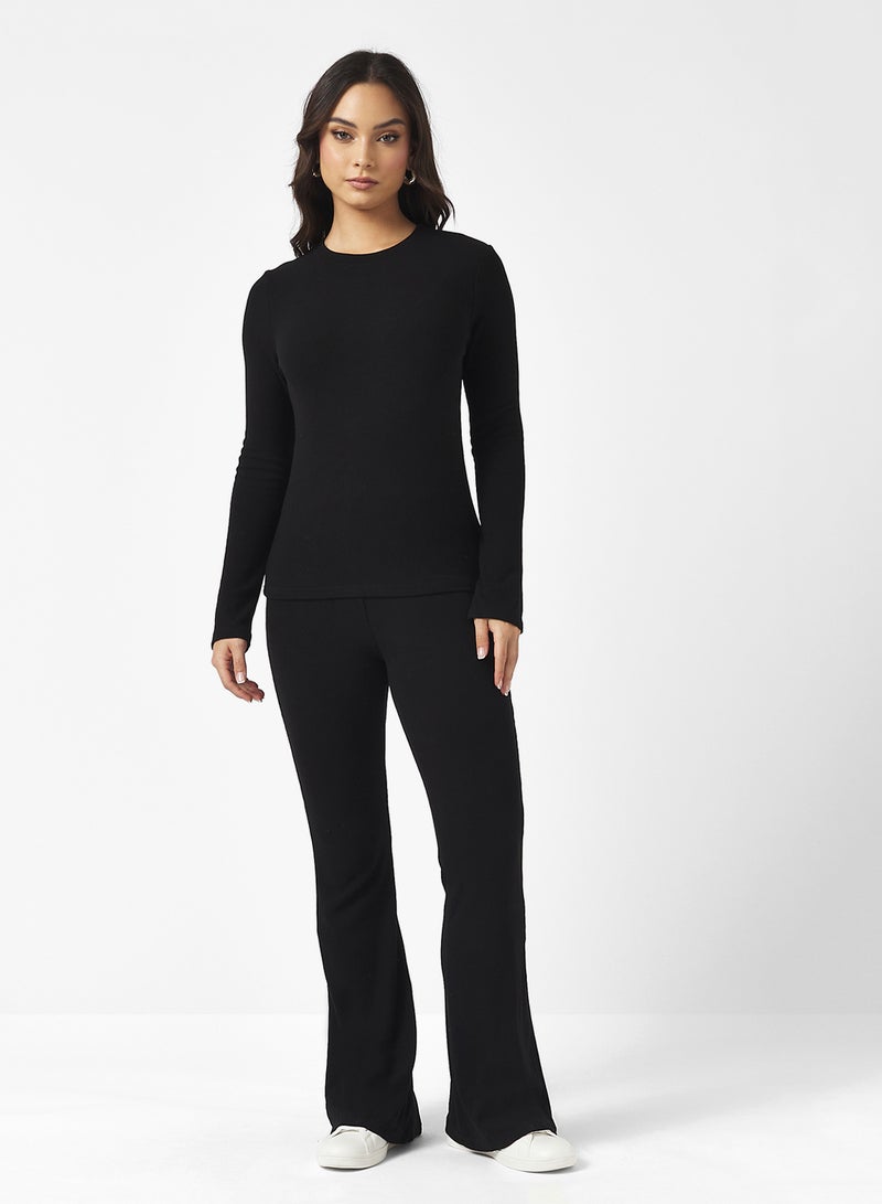 Ginger Basics Cozy Fine Knit Ribbed Lounging Top & Pant Set - Image 1