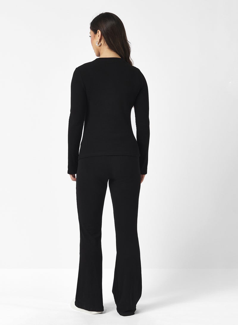 Ginger Basics Cozy Fine Knit Ribbed Lounging Top & Pant Set - Image 2