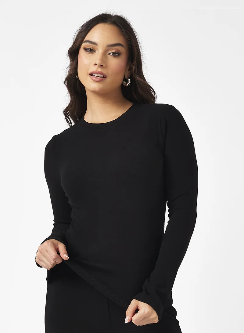 Ginger Basics Cozy Fine Knit Ribbed Lounging Top & Pant Set