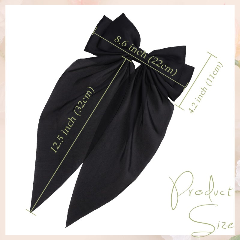 MRJ 4 Pcs Silky Satin Hair Bows Big Hair Ribbons for Women Large Hair Clips for Girls Hair Accessories Barrettes Metal Clips Bowknot Aesthetic - Image 3