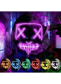Generic Tfanghao Halloween Mask, LED Purge Masks, 3 Lighting Modes Scary Mask for Festival Halloween Costumes Masquerade Parties Carnival, Halloween Decoration Gifts for Kids Men Women 