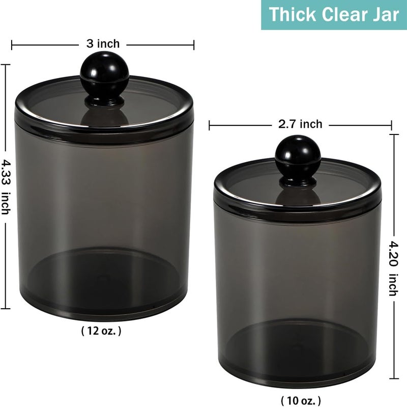 SheeChung 4 Pack Plastic Acrylic Bathroom Vanity Countertop Canister Jars with Storage Lid, Apothecary Jars Qtip Holder Makeup Organizer for Cotton Balls,Swabs,Pads,Bath Salt(Black, 10&12oz) - Image 4