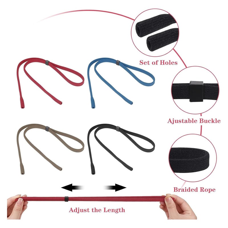 AEC حزام نظارات قابل للتعديل مع قبضة ناعمة - حبل حامل رقبة نظيف بدون ذيل لنظارات الشمس، والنظارات الطبية ونظارات القراءة | حزام مرن مضاد للانزلاق لحفظ النظارات للرجال والنساء والأطفال - Image 3