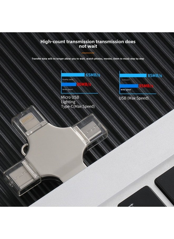 Generic - Multi-Function Four-In-One USB Flash Drive Compatible With For Apple Type-C Mobile Phones Cross OTG USB Drive Metal Shell USB 3.0-Capacity:512 (Plug And Play IOS13 Above) - Image 1