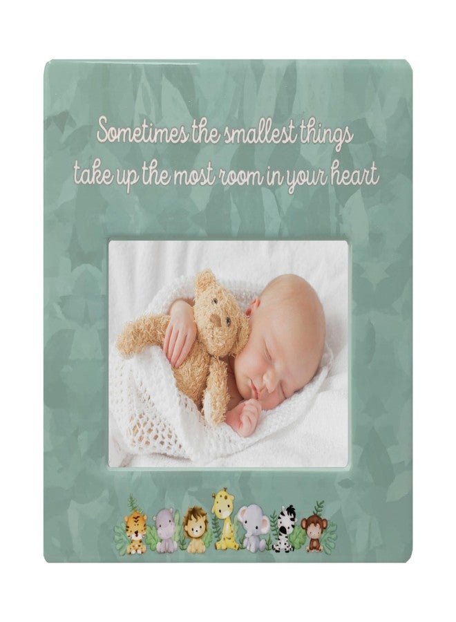 BANBERRY DESIGNS Baby's First Picture Frame - Cherish Every Moment with 'Sometimes the Smallest Things' Saying - Newborn Nursery Decor - 8" x 7.25" - Holds a 4" x 6" Photo - Image 1