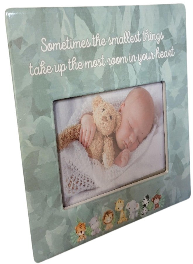 BANBERRY DESIGNS Baby's First Picture Frame - Cherish Every Moment with 'Sometimes the Smallest Things' Saying - Newborn Nursery Decor - 8" x 7.25" - Holds a 4" x 6" Photo - Image 5