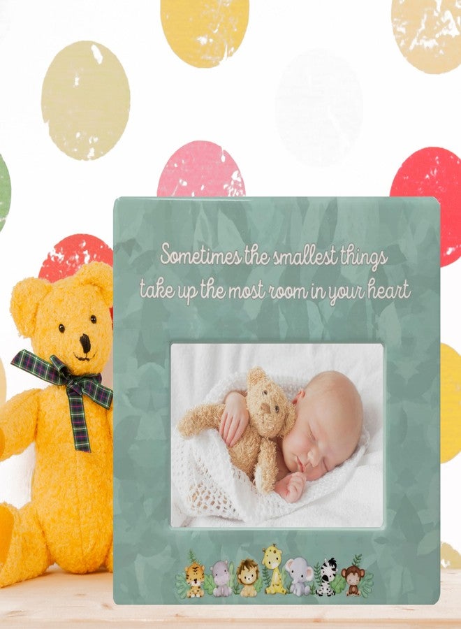 BANBERRY DESIGNS Baby's First Picture Frame - Cherish Every Moment with 'Sometimes the Smallest Things' Saying - Newborn Nursery Decor - 8" x 7.25" - Holds a 4" x 6" Photo - Image 4