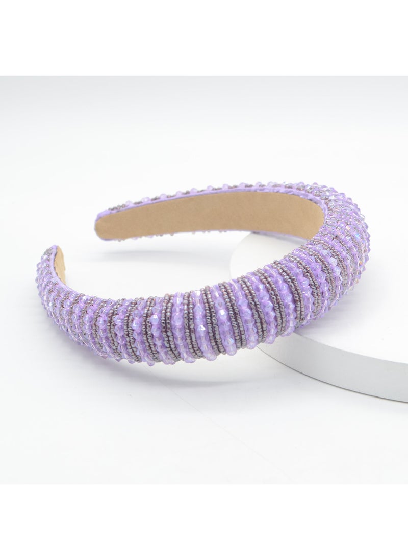 Generic Baroque Rhinestone Pearl Headband Light purple 