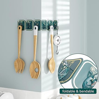 KACHKIT 6 in 1 Self Adhesive Heavy Duty Colourful Sticker Wall Hook,Magic Sticker Wall Hanger,Kitchen Hanger and Hooks,Durable Cloth Hanger Hooks,Wall Without Drilling,(PCS-2 ;Multicolor). - Image 2