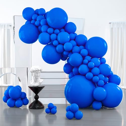 PartyWoo Royal Blue Balloons 127pcs Different Sizes Pack of 36 18 12 10 5 Inch Dark Blue Balloon Arch Kit for Baby Shower Gender Reveal Graduation Under The Sea Birthday Party Decorations BlueY5 - Image 1