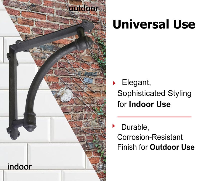 NACH Decorative Shelf Brackets, 2 Pack of 9.6 x 1.7 x 9.6 inch Black Cast Iron Shelf Brackets - Decorative Brackets for Mounting - Half Round Style Brackets - Image 4