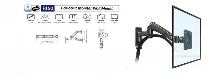 Gadget Wagon Gas Spring Wall Mount for Monitor & LED TV, 360 Degree Swivel & Tilt View (Upto 35 Inches | 2-10 kgs | VESA 100X100 mm) - Image 5