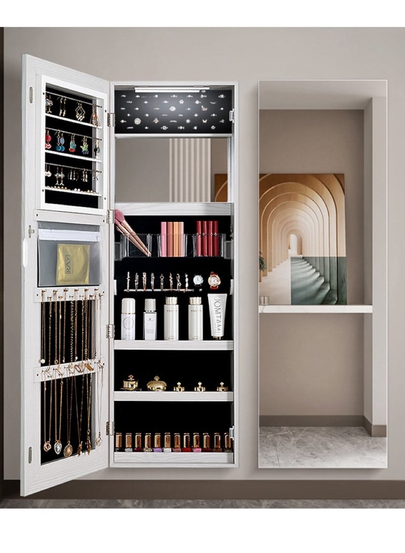Full Length Mirror Jewelry Cabinet with Mirror Full Body Mirror with Touch LED Light and Storage Wall or Door Mount Mirror Jewelry Organizer for Girls Women  - Image 2