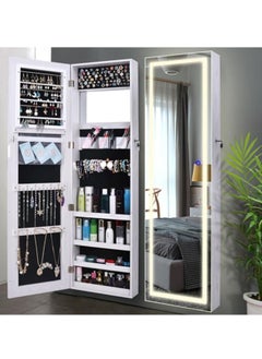 Generic Full Length Mirror Jewelry Cabinet with Mirror Full Body Mirror with Touch LED Light and Storage Wall or Door Mount Mirror Jewelry Organizer for Girls Women  - Image 1