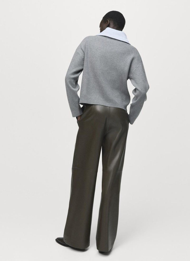 مانجو كنزة بياقة مدورة وسحاب - Image 2