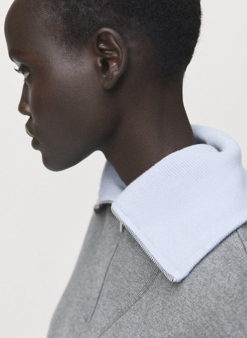 مانجو كنزة بياقة مدورة وسحاب - Image 3