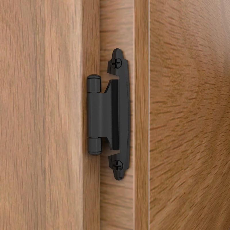 Chibery 3/8 Inch Inset Cabinet Hinges, 6 Pack Self Closing Flush Face Mount Hinges with Door Bumper, Variable Decorative Hardware for Bathroom, Furniture, Kitchen Cabinet Doors, Matte Black - Image 2