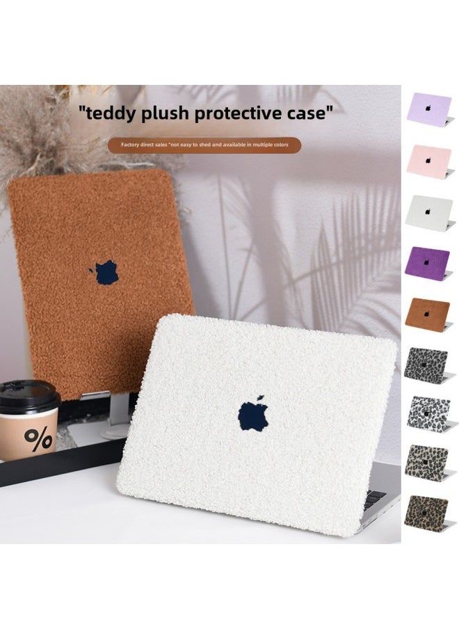 Generic - Macbookair Case Teddy Plush Macbookpro Case Apple Laptop Case-Color:Hollow No. 4 (teddy Leopard Print)-(frosted Transparent Bottom)-Applicable Models:2023-2021pro14(A2442/2779/2918/2992/3112/3185/3401 - Image 1