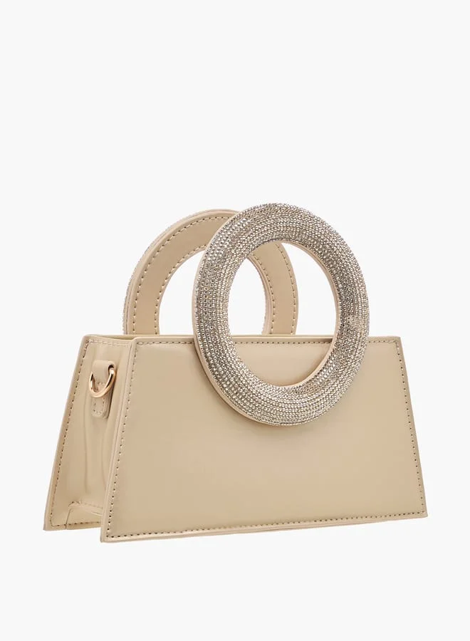 Flora Bella By Shoexpress Women's Embellished Sling Bag with Double Handle and Chain Strap