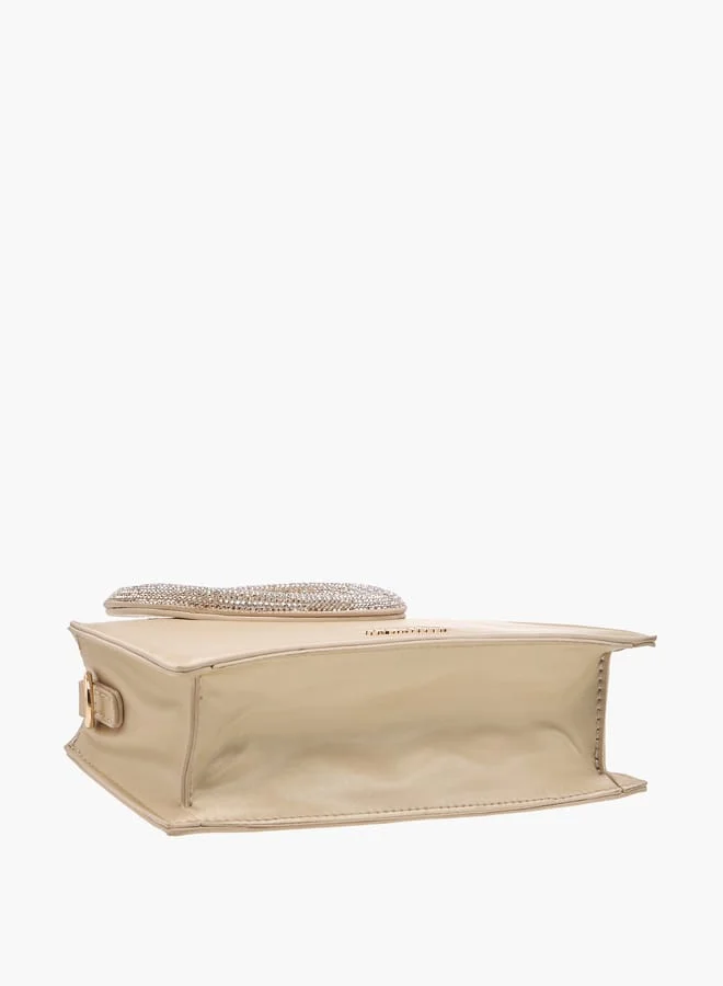Flora Bella By Shoexpress Women's Embellished Sling Bag with Double Handle and Chain Strap