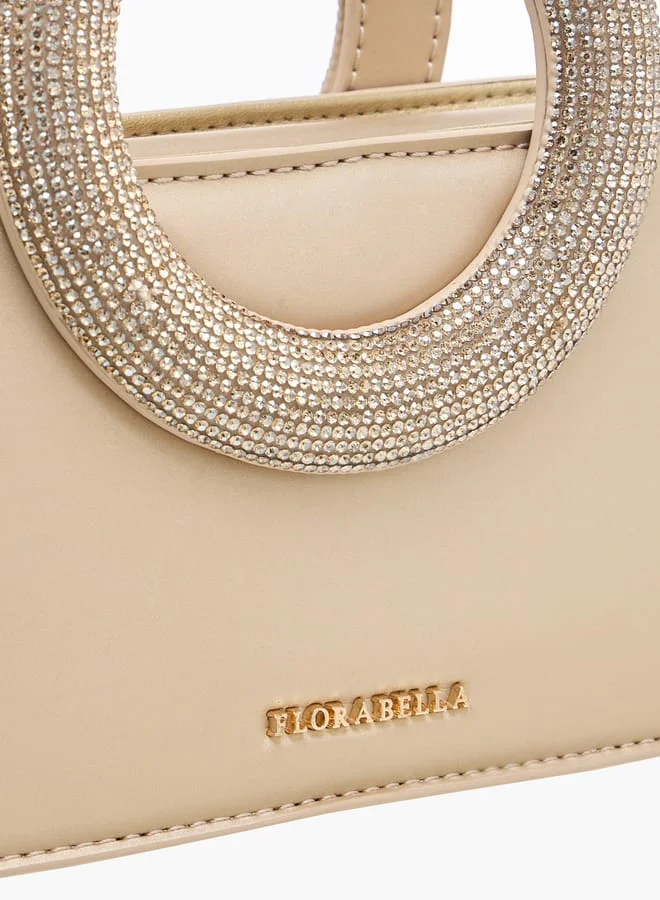 Flora Bella By Shoexpress Women's Embellished Sling Bag with Double Handle and Chain Strap