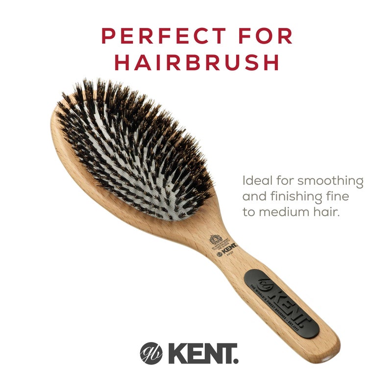Kent PF07 Extra-Large 100% Boar Bristle Cushion Brush - Wooden Detangling and Smoothing Paddle Brush for Thin Hair - Image 3