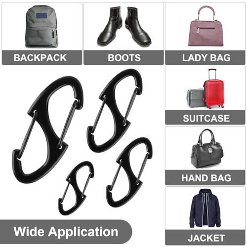 FENGWANGLI Zipper Clips Anti Theft, 20 Pcs Zipper Pull Locks for Backpacks, Double-Sided Spring S Carabiner Clasps Theft Deterrent for Luggage Suitcase Handbags Keys Purse(Black) - Image 5