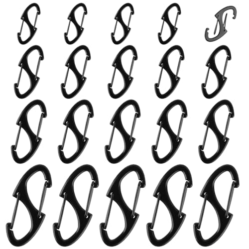 FENGWANGLI Zipper Clips Anti Theft, 20 Pcs Zipper Pull Locks for Backpacks, Double-Sided Spring S Carabiner Clasps Theft Deterrent for Luggage Suitcase Handbags Keys Purse(Black) - Image 1