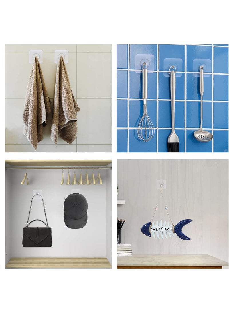Adhesive Hooks for Hanging Heavy Duty Wall Hooks Self Adhesive Towel Coat Hooks Waterproof Transparent Hook for Bathroom Shower Kitchen Keys Door Outdoor Home Improvement Utility Hook 20 Pack - Image 3