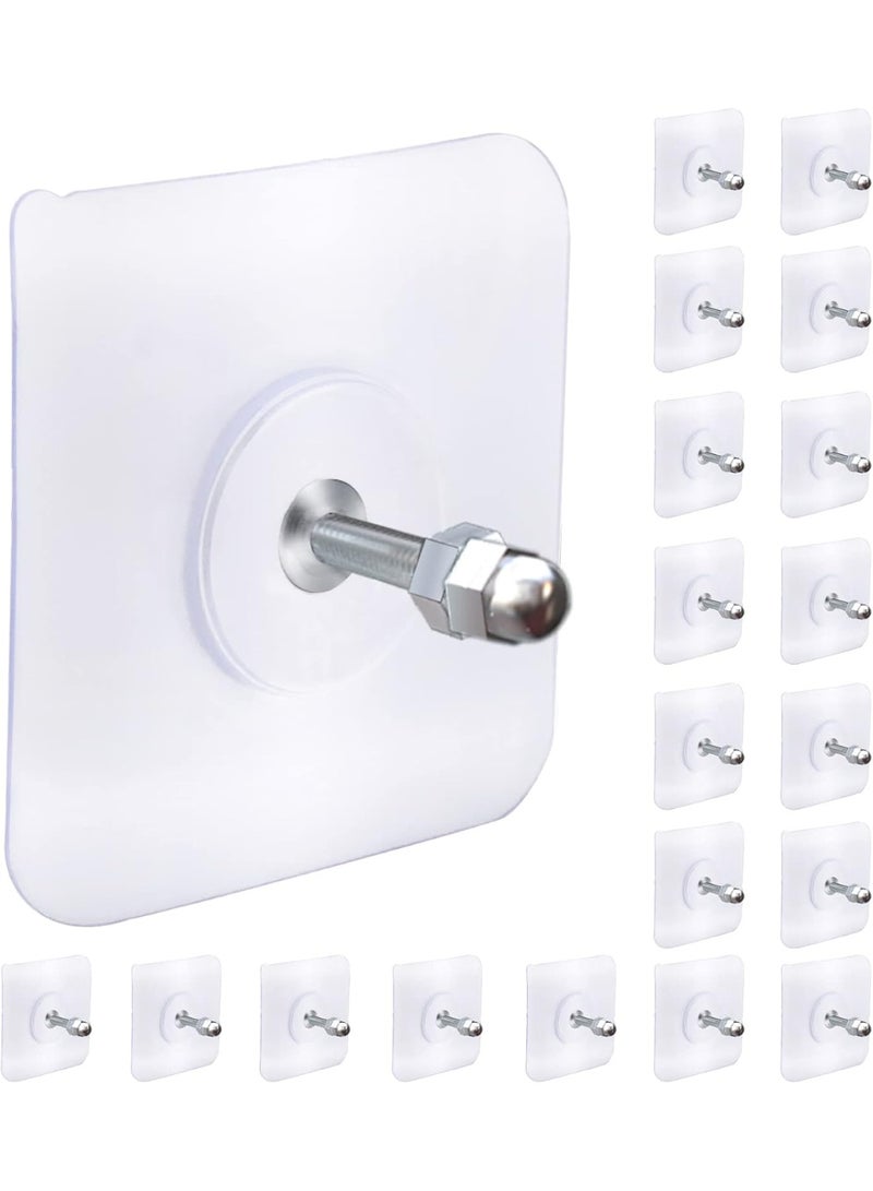 Adhesive Hooks for Hanging Heavy Duty Wall Hooks Self Adhesive Towel Coat Hooks Waterproof Transparent Hook for Bathroom Shower Kitchen Keys Door Outdoor Home Improvement Utility Hook 20 Pack - Image 1