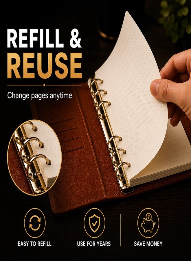 Present Mart Premium Personal Organizer with Card & Pen Slots | Changeable Refill System | Office Diary For Men & Women | Executive Diaries | Diary for Personal Use | Journal Notebook (Brown) - Image 4