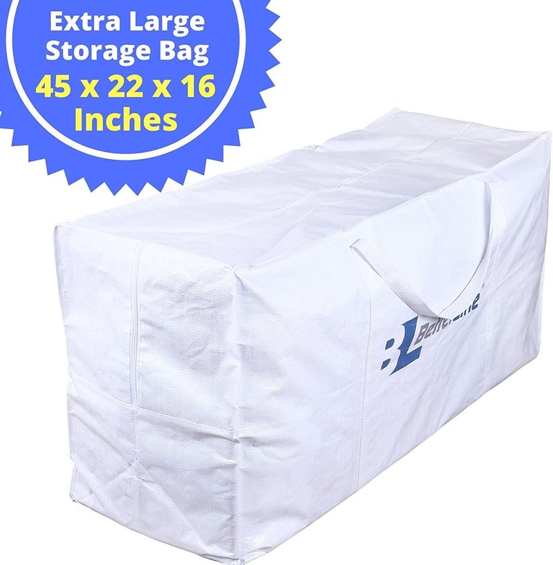 BETTERLINE Extra Large Storage Bag - Heavy Duty 45x22x16 Inches Huge Tote Duffel with Max Load of 100 lbs. (45kg) - Tear-resistant & Water-resistant Polypropylene Woven Cloth, With Zippers - Image 3