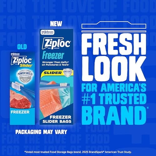 Ziploc أكياس تخزين الطعام زيبلوك بحجم جالون مع سحاب، تقنية باور شيلد لمزيد من المتانة، 72 قطعة - Image 2