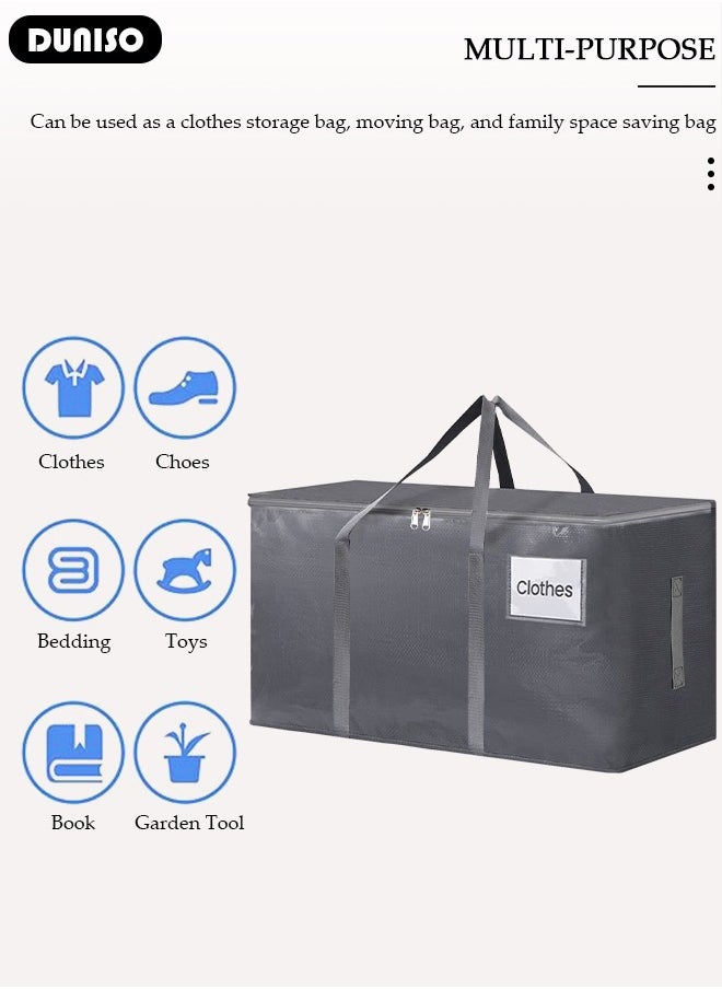 DUNISO Large Moving Bags, Heavy Duty Moving Storage Tote Bags with Tag Port, Foldable Clothes Storage Bags with Zippers and Reinforced Carrying Handles, Storage Bags for Travelling, Moving, Camping  - Image 3