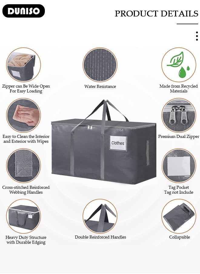 DUNISO Large Moving Bags, Heavy Duty Moving Storage Tote Bags with Tag Port, Foldable Clothes Storage Bags with Zippers and Reinforced Carrying Handles, Storage Bags for Travelling, Moving, Camping  - Image 2