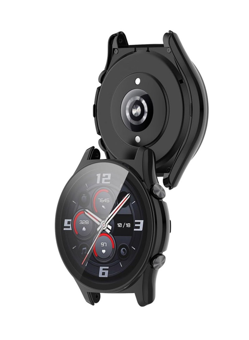 Case Compatible with Honor Watch GS4 Cover Fullbody Fitness Tracker Case Set Hard Glass PC All Around Screen Protector (Black) - Image 5