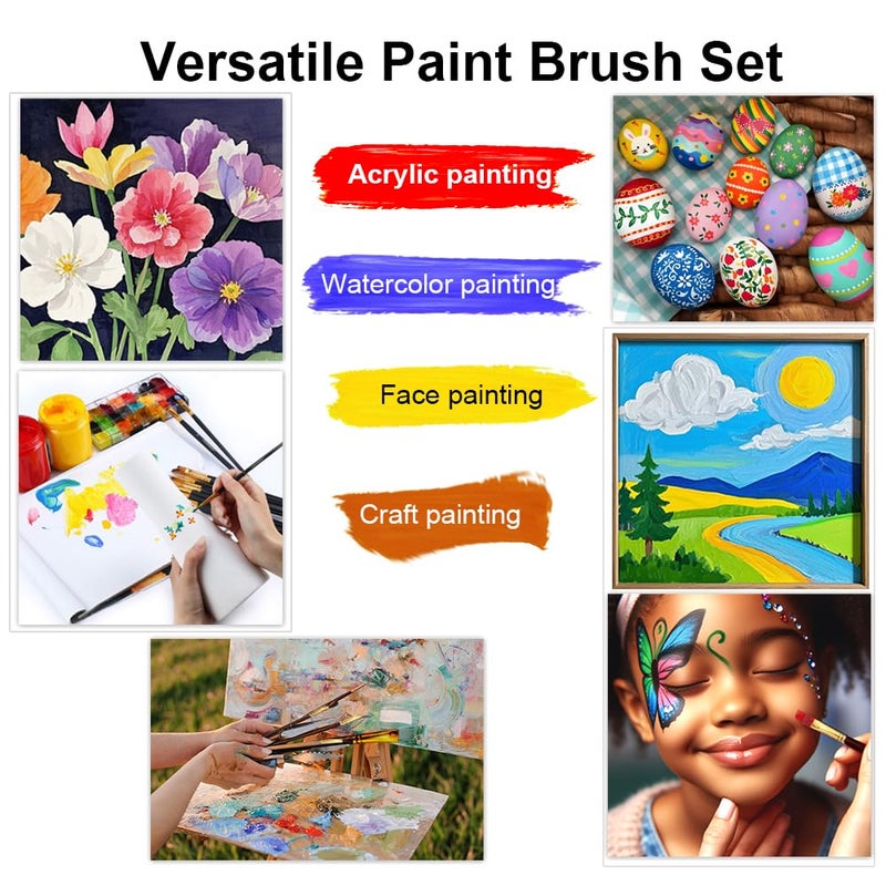 Transon Art Painting Brush Assorted Set of 12 for Acrylic Watercolor Gouache Hobby Painting - Image 2