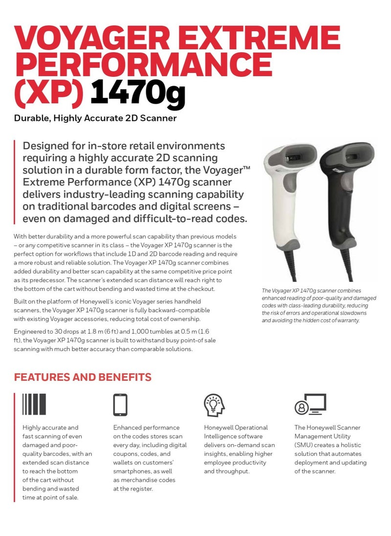 Honeywell - Barcode reader model BARCODE SCANNER HONEYWELL 1470G2D - Image 1