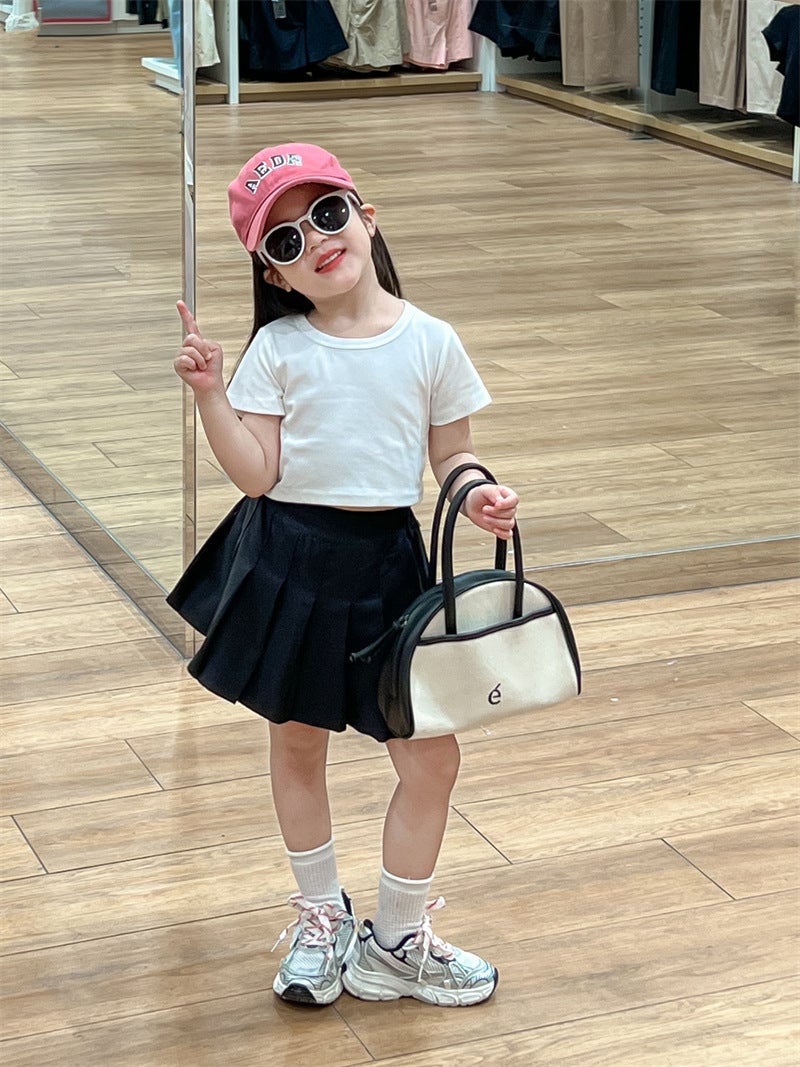 Korean Style Children'S Wear Girls' Shirt 2024 Autumn Shirt Western Style Pink Plaid Striped Stitching Single-Breasted Long-Sleeved Shirt - Image 1